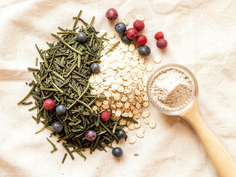 Green tea, oats, berries and supplement powder used in the NutroleanPro formula